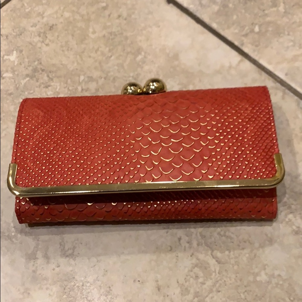 Coral and gold wallet